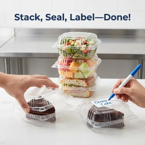 Vista 4 de Mr Miracle - Envases de almeja de plástico transparente desechables, resistentes a fugas y duraderos para entregas como Uber Eats, ideales