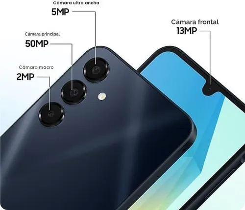 Vista 2 de Samsung Galaxy A16 5G, 128GB, teléfono inteligente Android, pantalla AMOLED, carga rápida, almacenamiento expandible, versión estadounidense, azul