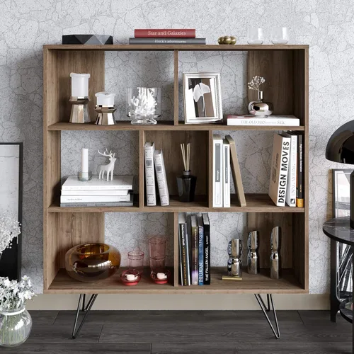 Vista 3 de Decorotika -Librería geométrica Mistico con cuatro patas de metal (nogal)