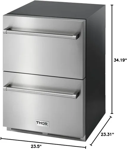 Vista 9 de Thor Kitchen Cajón para refrigerador interior y exterior de 24 pulgadas en acero inoxidable - Modelo TRF24U