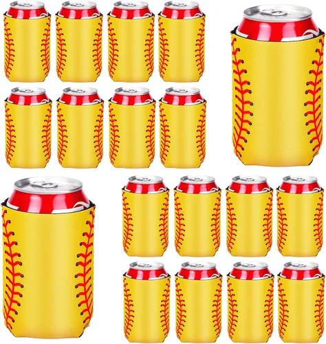 Vista 16 de 18 fundas plegables para enfriar latas de béisbol Insulated Neoprene, Beer Drink Beverage Can Bottle Cooler Sleeves, Sports Birthday Party