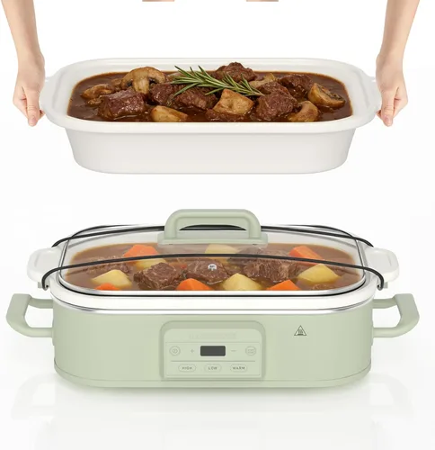 Vista 12 de Olla de cocción lenta programable de 4 cuartos de galón con plato de hornear de cerámica - Pequeño electrodoméstico de cocina perfecto para cenas