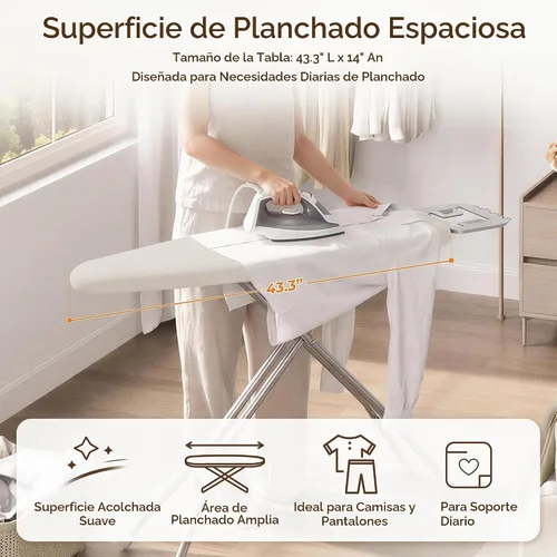 Vista 6 de Yaheetech Tabla de planchar de 43 x 14 pulgadas con soporte de hierro