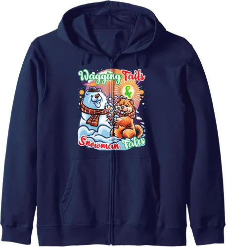 Vista 6 de Chow Chow Dog Christmas Snowman Winter Snow Zip Hoodie