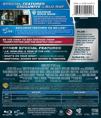 Vista 2 de Harry Potter and the Half-Blood Prince Blu-ray