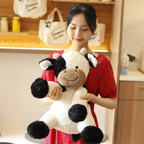 Vista 3 de Juguete de peluche de año de vaca, lindo ganado, animales de peluche, muñeca suave, juguetes para niños, regalo de cumpleaños para niños, Pascua