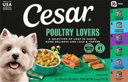 Vista 20 de Cesar Loaf and Delights - Alimento húmedo para perros, amantes de la variedad, 36 unidades, paquete de 2
