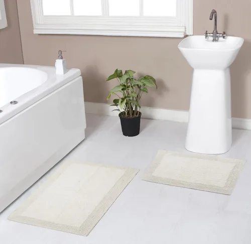 Vista 51 de Home Weavers Luxury Collection 100% Cotton Reversible Bathroom Rugs Set, Washable Rug, Soft Cotton Extra Soft and Absorbent Bath Rug, Kitchen Mat, 2