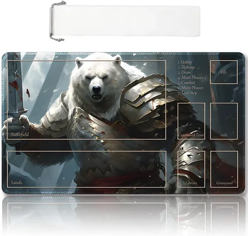 Vista 17 de Tapete de juego MTG cosido de alta calidad con zonas y parte trasera de goma antideslizante, tapete de juego TCG para MTG y otros juegos de cartas