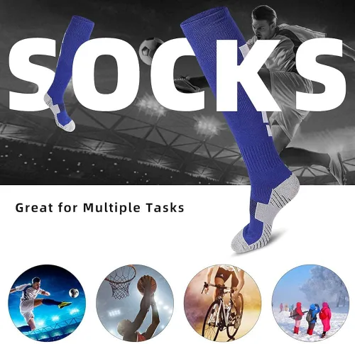 Vista 3 de 3 pares de calcetines de fútbol calcetines deportivos hasta la rodilla calcetines deportivos de compresión para hombres y mujeres para correr
