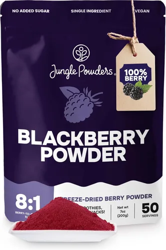 Vista 10 de Jungle Powders Polvo de mora de 3.5 onzas, bolsa de moras liofilizadas sin aditivos de frutas, batido sin azúcar, superalimento, extracto de mora
