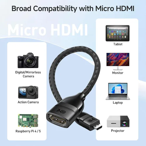 Vista 7 de Cable Matters Paquete de 2 adaptadores Micro HDMI a HDMI de 8 K, 6 pulgadas