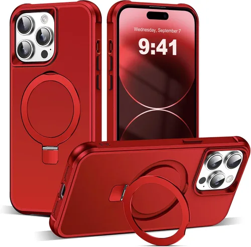 Vista 112 de SKYLMW - Funda compatible con iPhone 11 de 6.1 pulgadas, con soporte magnético invisible tipo anillo, funda translúcida de grado militar, compatible