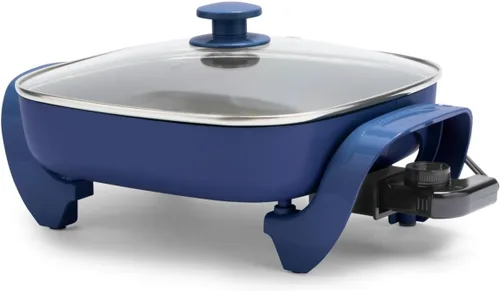 Vista 10 de GreenLife - Sartén eléctrica cuadrada de 12" 5QT, tapa de vidrio con ventilación, interior antiadherente de cerámica libre de PFAS, control