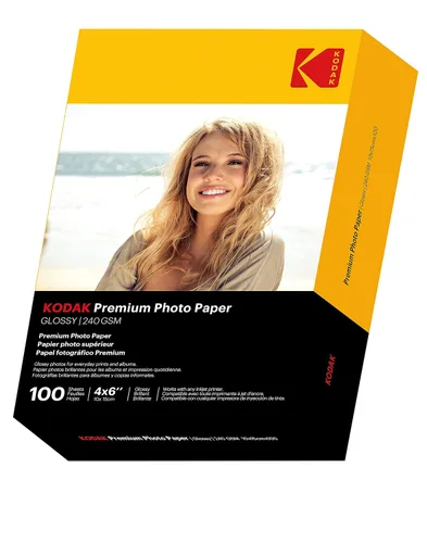 Vista 4 de Kodak Papel fotográfico brillante de 4 x 6 pulgadas, 100 unidades de 66 libras - 8.47 oz/m (41175-9891181). Este producto no es compatible