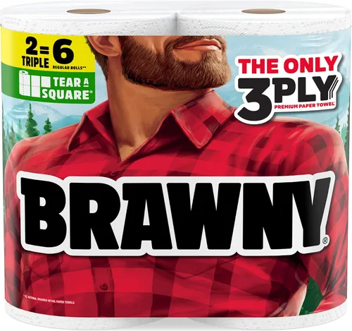 Vista 13 de Brawny Tear-A-Square - Toallas de papel de 3 capas, 8 rollos triples = 24
