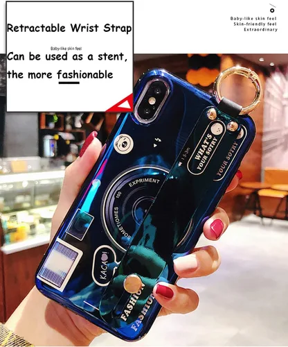 Vista 4 de Bonita funda cruzada compatible con Samsung Galaxy A12 5G, con correa para la muñeca, cordón de soporte y funda para cámara 3D, de silicona suave, a