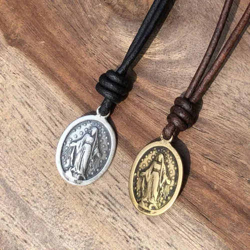 Vista 6 de Collar con medalla de la Virgen de los Milagros, dijes católicos, joyería para mujer, regalos para hombre, medalla milagrosa, medallas milagrosas