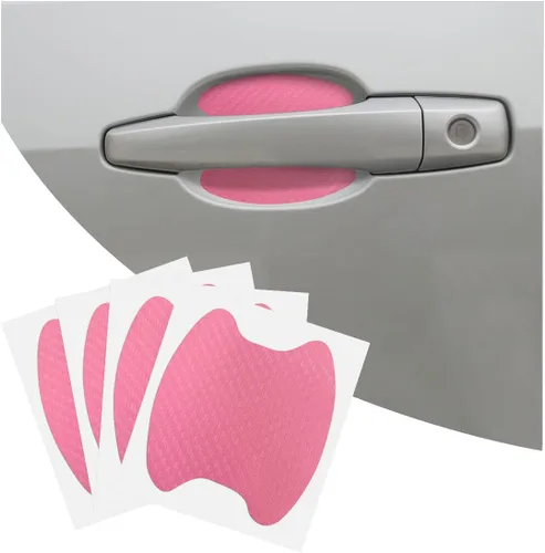Vista 14 de 4 calcomanías para tazas de manijas de automóvil, película protectora antiarañazos de fibra de carbono para puertas de automóvil, protector de tazas