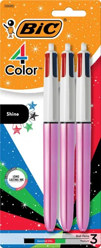 Vista 7 de BIC Juego de 6 bolígrafos retráctiles de 4 colores Shine con punta de 1,0 mm y barril ancho, varios