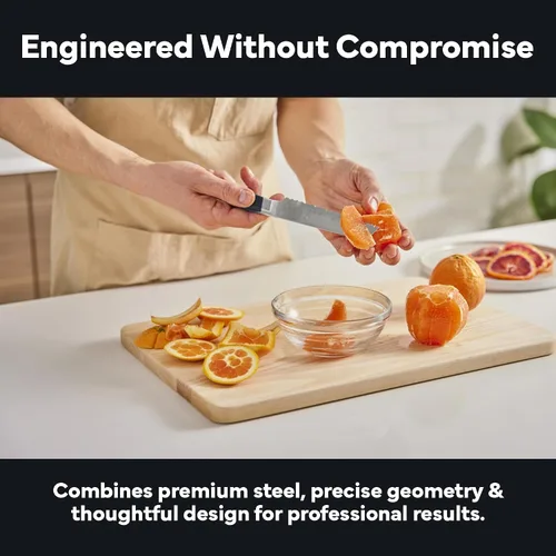Vista 6 de Misen Cuchillo de Pan Dentado - Acero Japonés AUS8 de Alto Carbono - Perfecto para Alimentos Suaves, Pan, Pasteles y Frutas - Rebanador Versátil