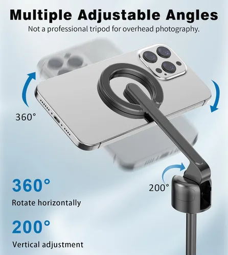 Vista 8 de Trípode magnético para selfie de 68 pulgadas para iPhone, soporte de trípode portátil para teléfono celular para Magsafe con control remoto