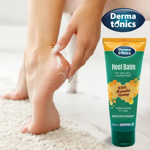 Vista 4 de Dermatonics Crema de pies para talones secos y agrietados, 25% de urea con miel de manuka, tratamiento hidratante intensivo del talón, removedor