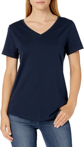 Vista 2 de Tienda Essentials - Camiseta de manga corta con cuello en V para mujer, corte clásico, 100% algodón, 2