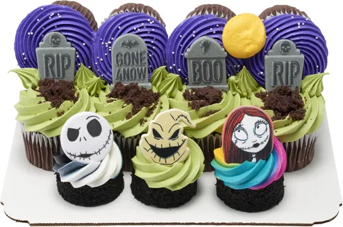 Vista 6 de DecoPac Anillos de The Nightmare Before Christmas, decoraciones de cupcakes con Jack, Sally y Oogie Boogie, paquete de 24