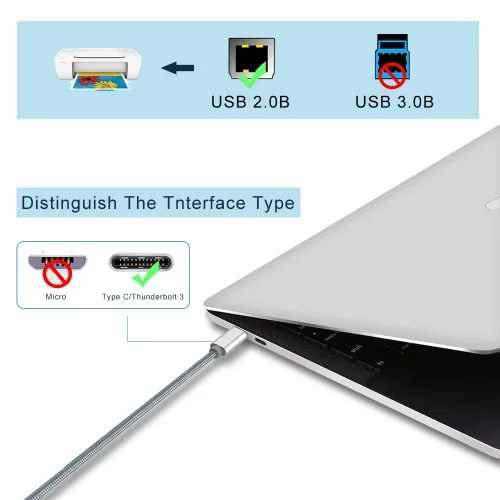 Vista 5 de LMUBOY Cable MIDI USB tipo C a USB tipo B, compatible con iPhone 15/16 Pro Max Plus, iPad con puerto USB-C, cable de impresora USB C