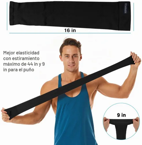 Vista 4 de KMMIN - Mangas para brazo con protección de rayos ultravioleta para conducción, ciclismo, golf, baloncesto. 2negro