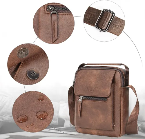 Vista 5 de Bolso cruzado mediano y pequeño para hombre, bolso de hombro para hombre, bolso de cuero, bolso de mensajero de regalo