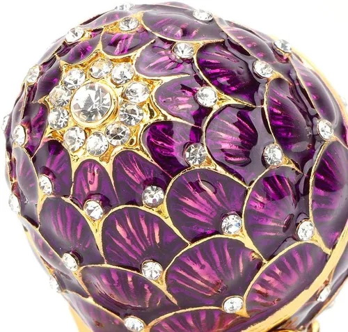 Vista 9 de GLOGLOW Organizador de joyas de huevos de Pascua, estilo Faberge, caja de baratijas con bisagras, soporte para anillos de joyería, cajas de figuras