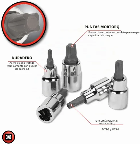 Vista 2 de Juego de enchufes de brocas Mortorq de Performance Tool W13500, 5 piezas - Kit de brocas Torx de grado profesional para aplicaciones automotrices e