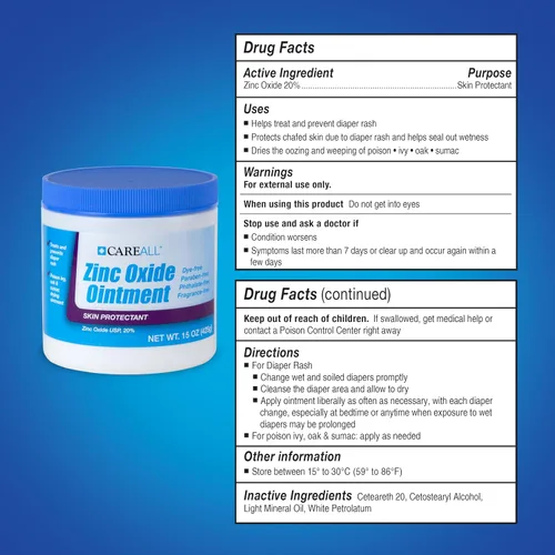 Vista 5 de CareAll Ungüento de barrera protectora de piel con óxido de zinc al 20%, 15 oz., Proporciona alivio, prevención y tratamiento para la irritación