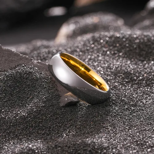 Vista 91 de King Will Alianza de boda de carburo de tungsteno para hombres y mujeres, anillos de promesa para parejas abovedados de alto pulido