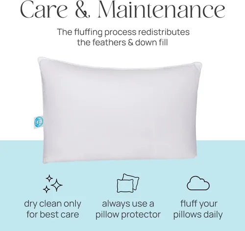 Vista 5 de East Coast Bedding Down and Feather Bed Pillow King Size Medium Support 10/90 Down Feather Fill 100% Cotton Shell 2 Pack