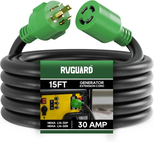 Vista 11 de RVGUARD Cable de extensión de generador de 4 puntas, 30 amperios y 50 pies