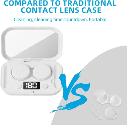 Vista 5 de Limpiador de lentes de contacto con espejo, limpiador ultrasónico USB de lentes de contacto para eliminación de lentes suaves, lentes duras, lentes