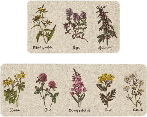 Vista 55 de Mloabuc® Tapete decorativo de flores, tapetes de cocina de arpillera de arpillera para mujer, accesorios de cocina para exteriores, 17 x 30 pulgadas