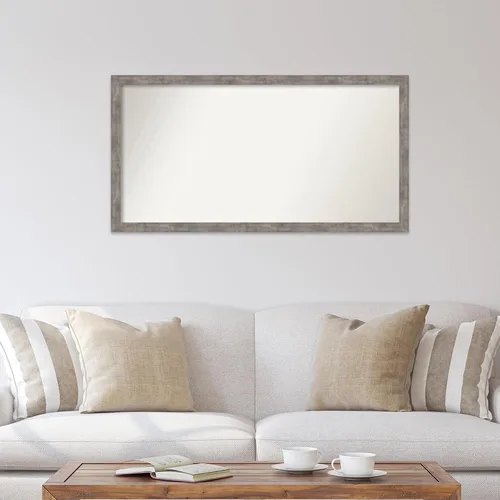 Vista 518 de Amanti Art Silver Bathroom Mirror for Over Sink, 26x35 Custom Made Marred Pewter Rectangle Vanity Mirror, Large Casual Wood Frame, Hangs Horizonally