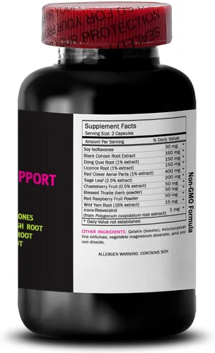 Vista 4 de Suplementos de menopausia para mujeres: píldoras de menopausia para mujeres, trébol rojo, alivio de la menopausia, fruta de casteberry, cohosh