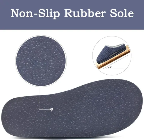 Vista 6 de KuaiLu Pantuflas ortopédicas de espuma viscoelástica para hombre, a la moda, casual, mezcla de lana, a rayas, tejidas con forro de felpa sherpa