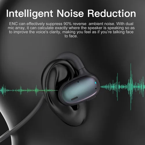 Vista 6 de Ulian Auriculares deportivos de oído abierto, conducción de aire, Bluetooth 5.3, auriculares inalámbricos con graves profundos, cancelación de ruido