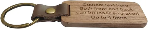 Vista 3 de Llavero personalizado, llavero de madera grabado personalizado - Grabado gratis