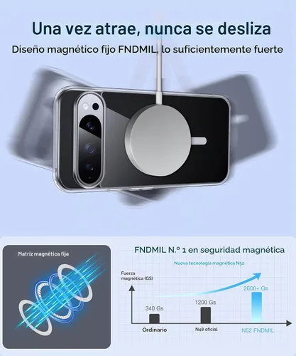 Vista 4 de NO.1 Magnética para Funda Google Pixel 9/Funda Pixel 9 Pro con MagSafe [Anti-Amarillamiento][Ajuste Delgado][Probado contra Caídas Grado Militar]