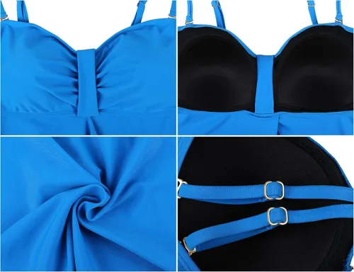 Vista 4 de Hilor Flyaway Tankini Top Bandeau - Traje de baño fluido con control de abdomen para mujer