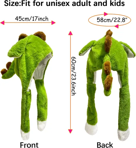 Vista 4 de Gorro de peluche con orejas de animal para saltar para Halloween, Navidad, cosplay, novedad, gorra de fiesta para adultos, mujeres y niños