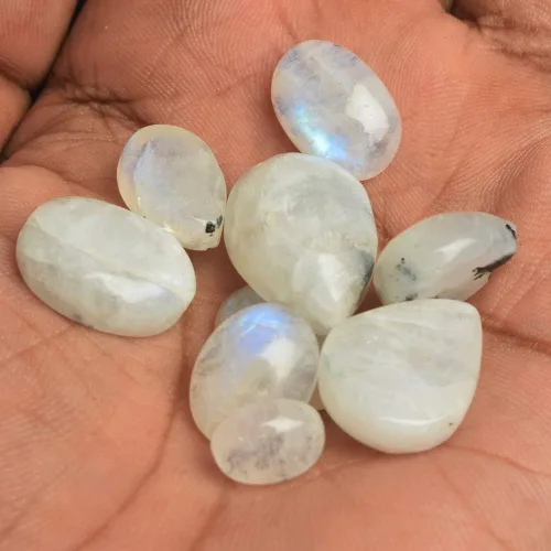 Vista 2 de GEMHUB Natural Mix Cabujón Multi-Fire Moonstones 100 Ct Lote de 9 piezas de piedras preciosas sueltas