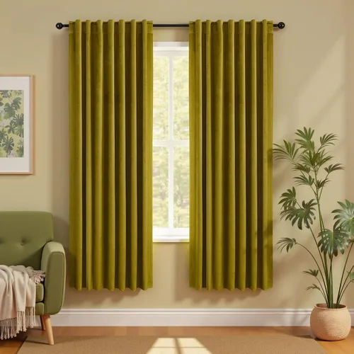 Vista 22 de Cortinas de terciopelo con trabilla trasera de 52 x 63 pulgadas de color naranja quemado de KOUFALL